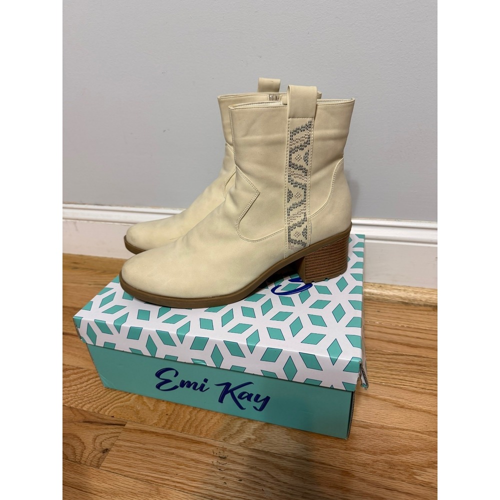 Emi Kay Krissy Cottagecore Ankle Boots Women 10M Cream Western Chic‎ Countryside